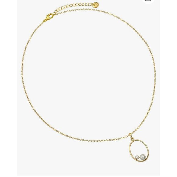 14k Yellow Gold Plated Pearl Pendant Chain Jewelry - Picture 2 of 7